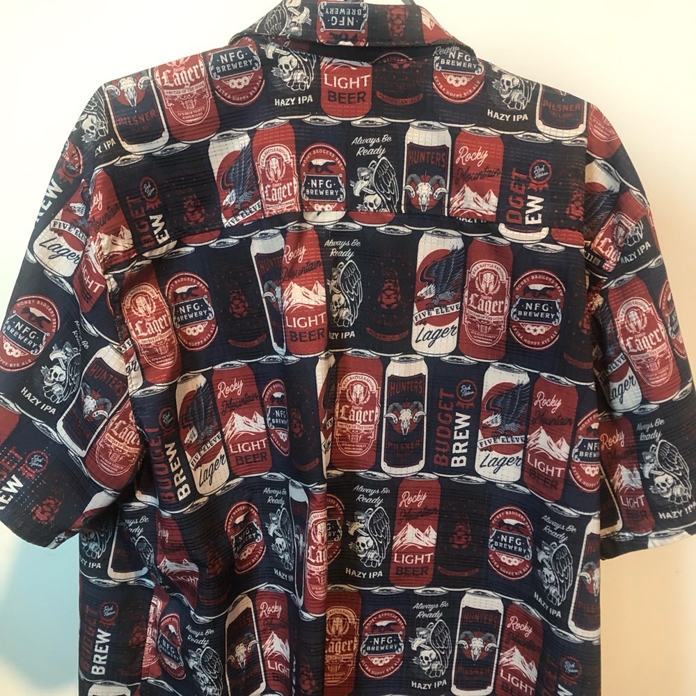 5.11 Tactical Short-Sleeve Button-Down Shirt in Navy and Red Beer-Can Print - Picture 3 of 3